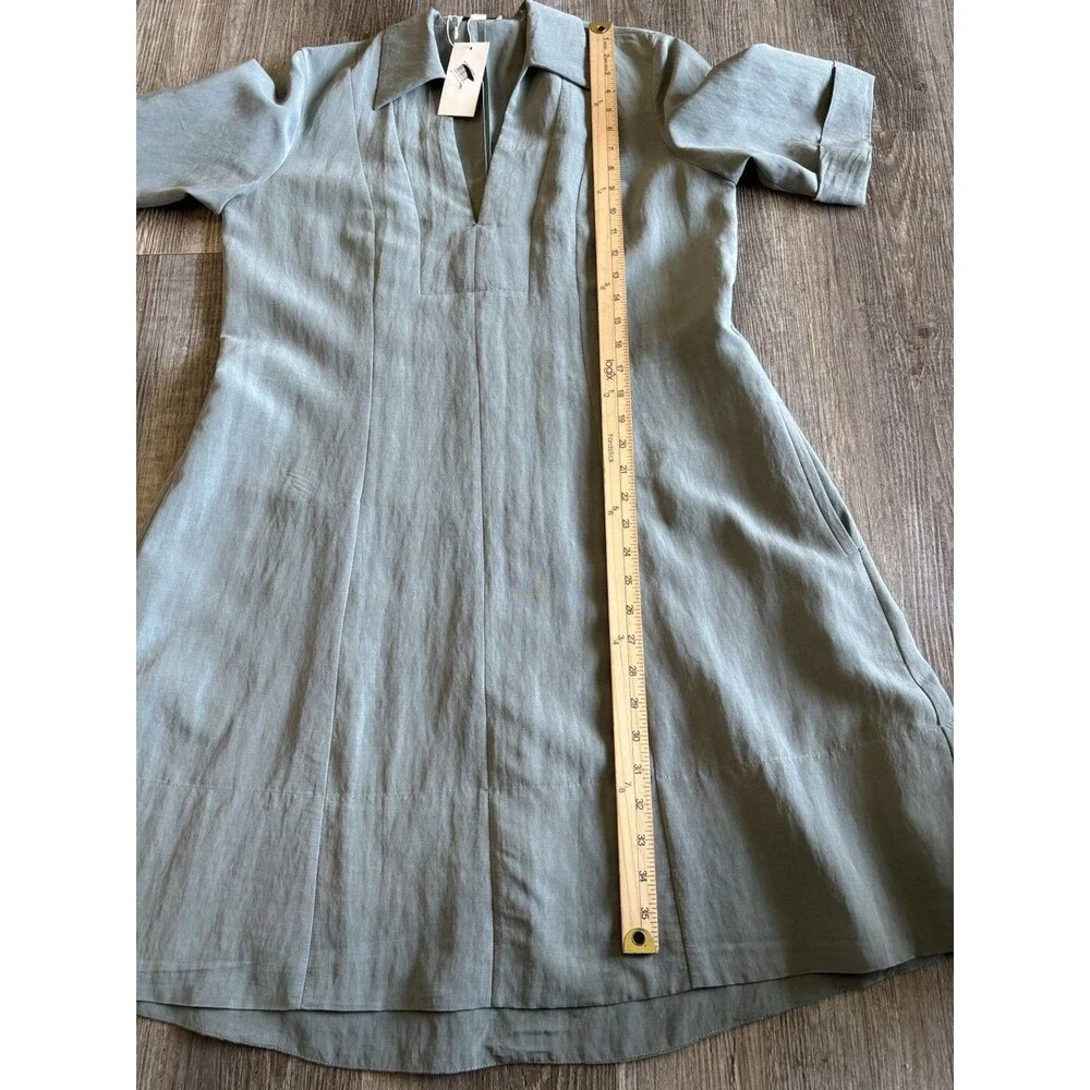 Vince A-Line Clay Sage Green Pocket Short Knee Length Dress Size Small NWY $448 - Picture 9 of 12